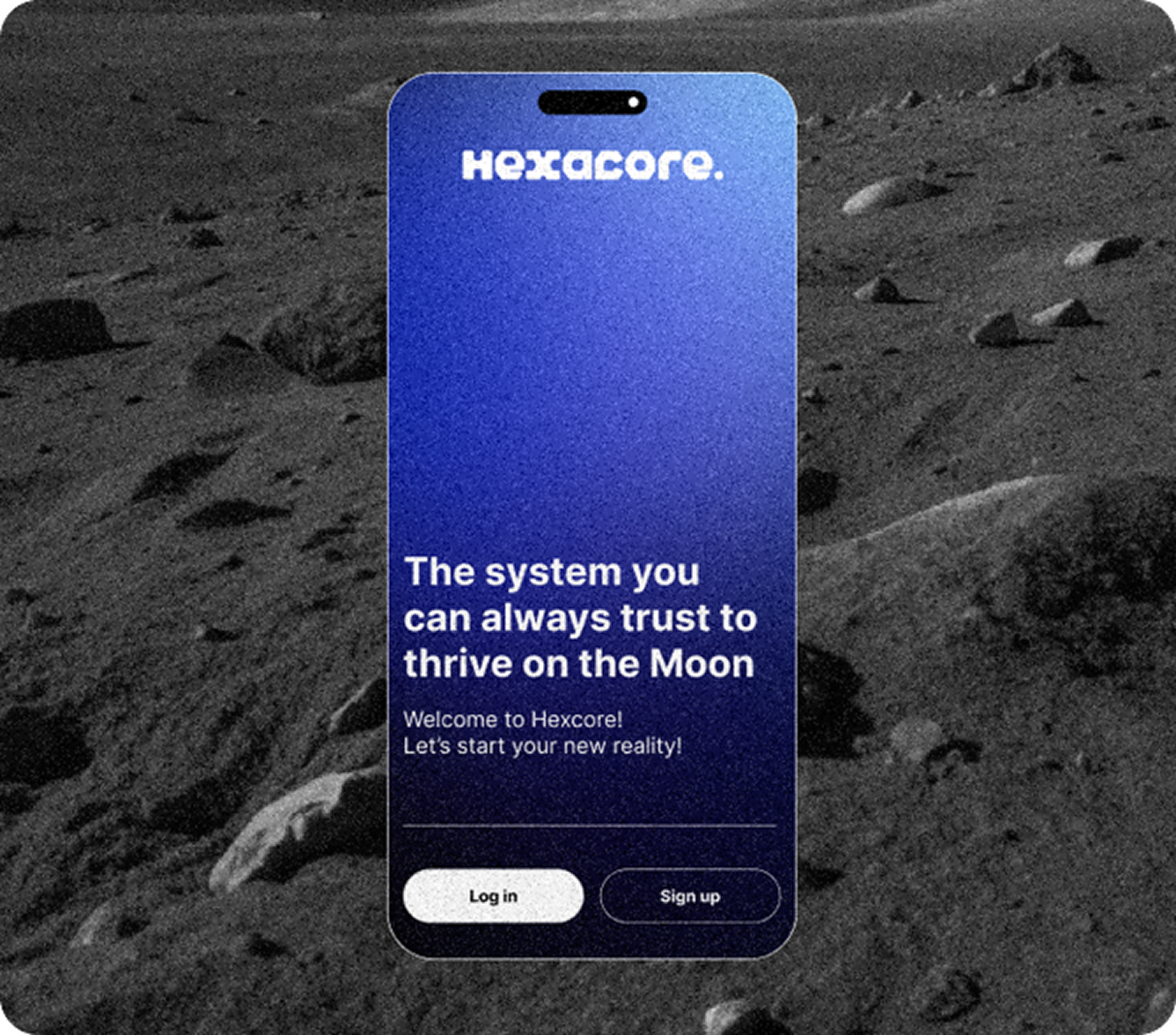 Hexacore cover with lunar interface screens for voice-first Hexabot support