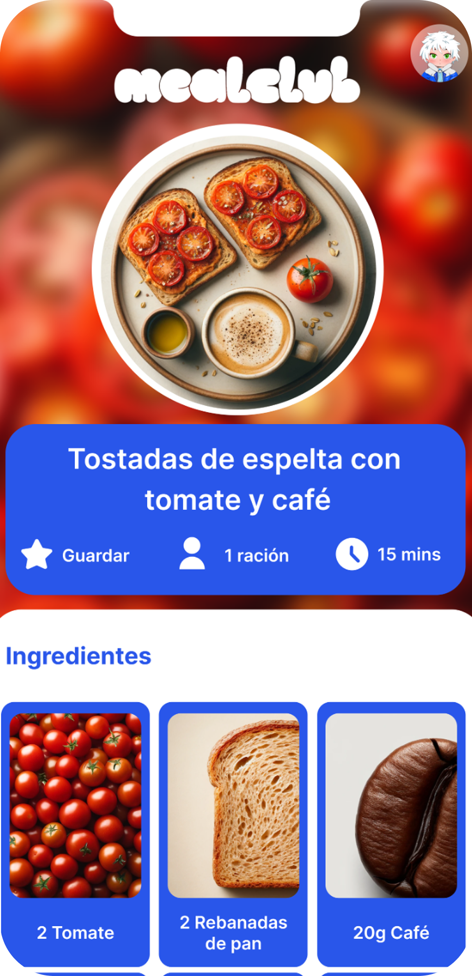MealClub MVP screen with recommendation and routine view for daily meal planning