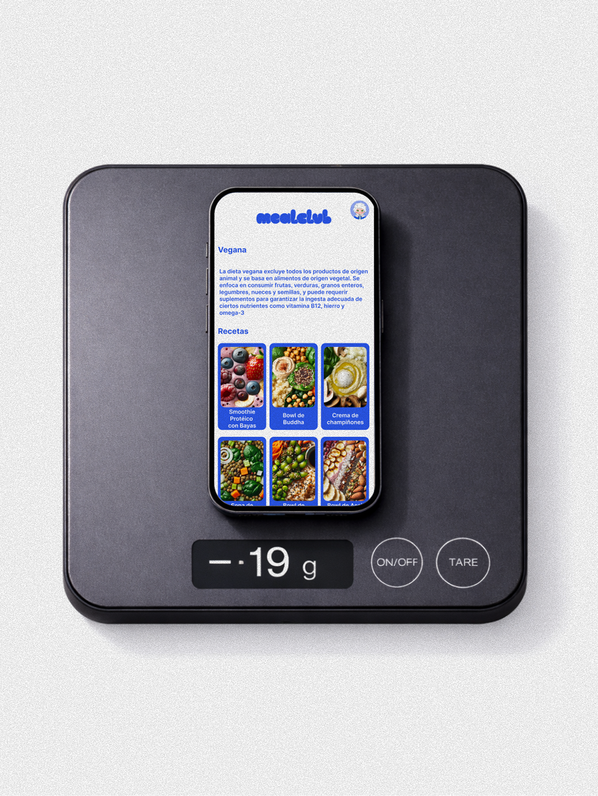 MealClub mobile screens with blog highlights, routine cards and navigation modules