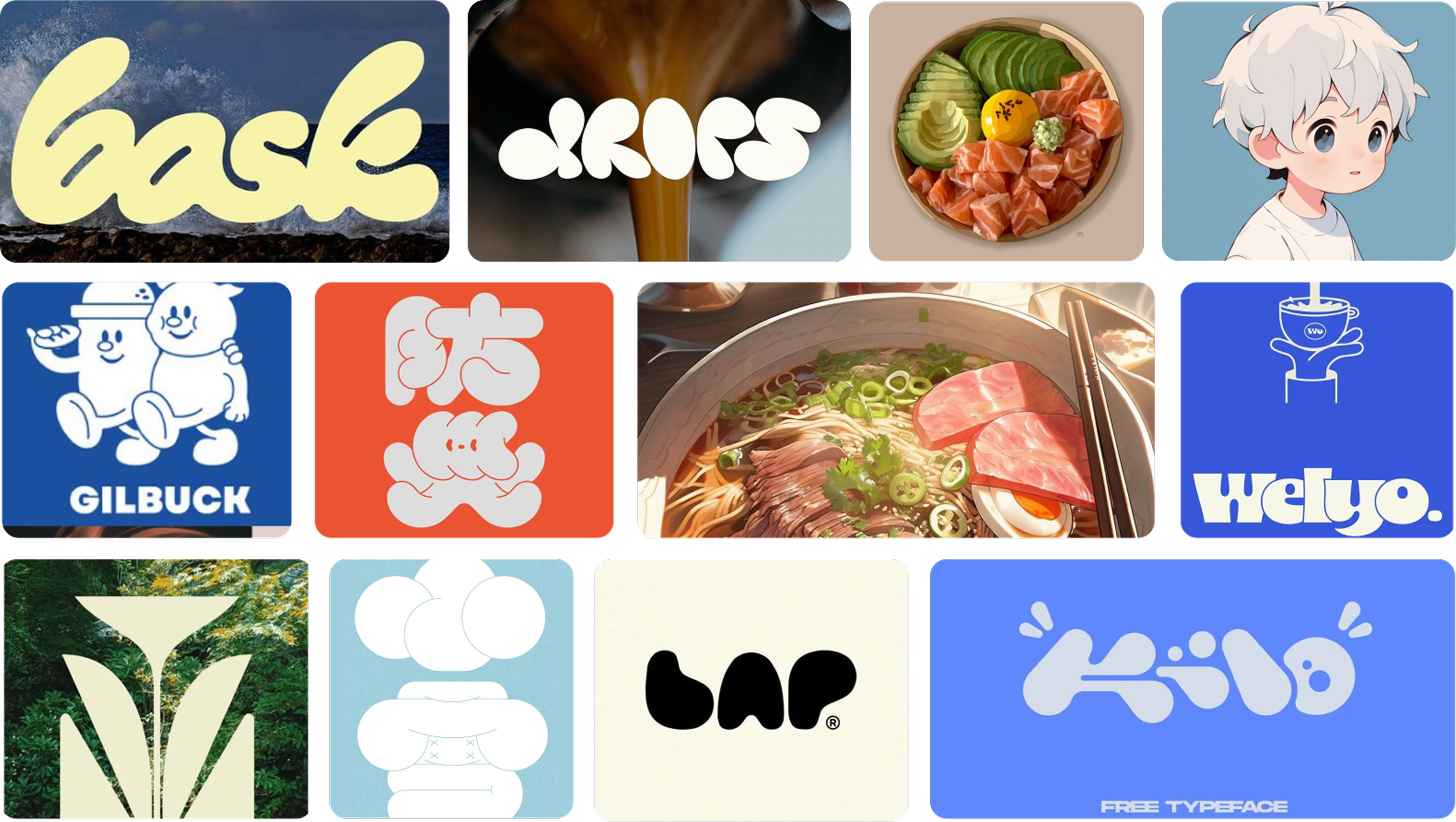 MealClub visual system board with the MC mascot, blue brand blocks and playful interface examples